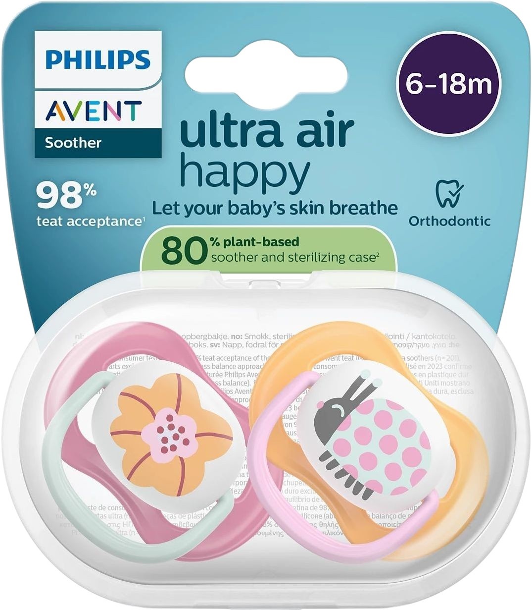 Пустушка Philips Avent Ultra Air, 6-18 міс., 2 шт., для дівчаток (SCF080/27)фото5