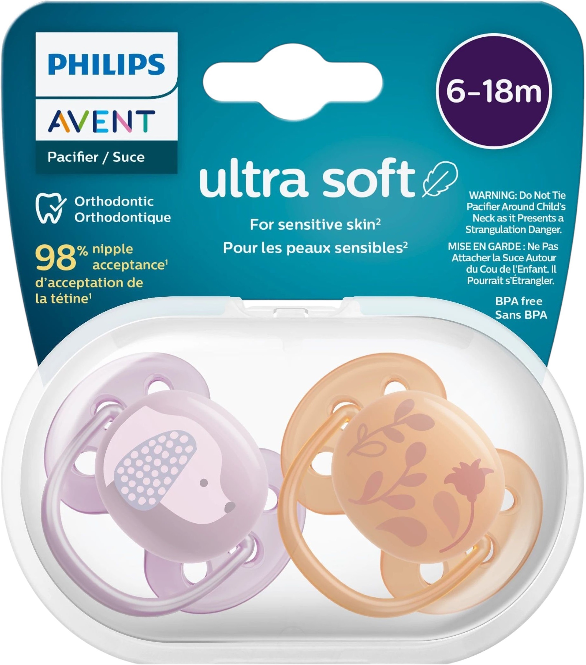 Пустушка Philips Avent Ultra Soft, 6-18 міс., для дівчаток, 2 шт. (SCF091/18)фото5