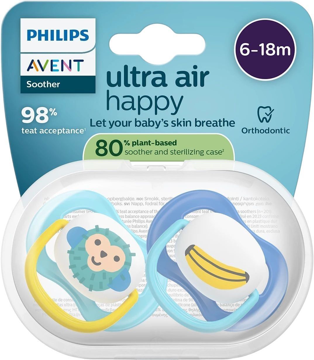 Пустышка Philips Avent Ultra Air, 6-18 мес., 2 шт., для мальчиков (SCF080/26) фото 5