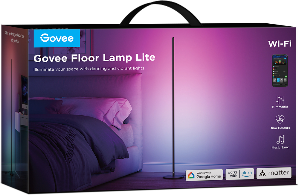 Торшер умный Govee H8076 Govee Floor Lamp lite, 1000Lm, чорний (H8076C13) фото 