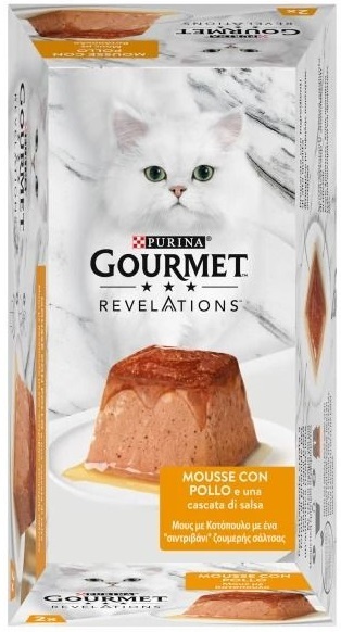 Вологий корм для дорослих котів Gourmet Revelations Мус з куркою та підливкою 2*57 гфото