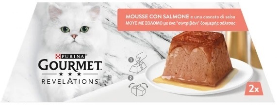 Вологий корм для дорослих котів Gourmet Revelations Мус з лососем та підливкою 2*57 гфото