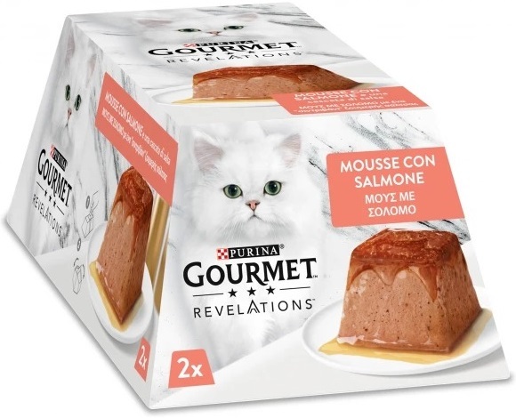 Вологий корм для дорослих котів Gourmet Revelations Мус з лососем та підливкою 2*57 гфото
