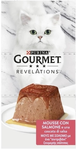 Вологий корм для дорослих котів Gourmet Revelations Мус з лососем та підливкою 2*57 гфото