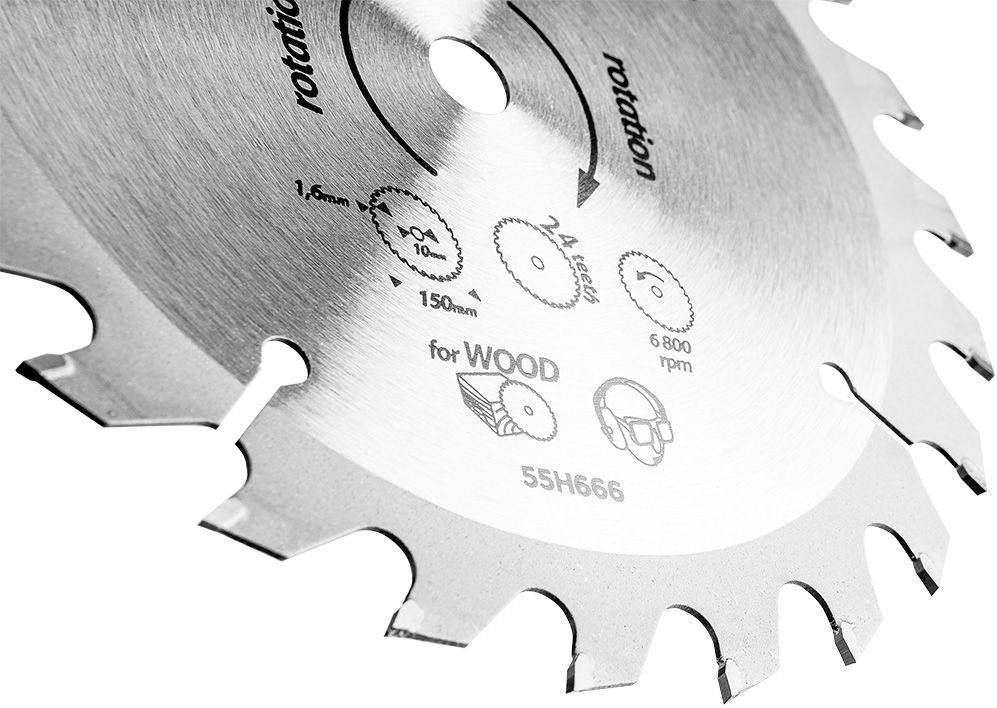 Диск пильний Graphite по дереву, 150х10мм, 1.6мм, 24 зубів (55H666)фото