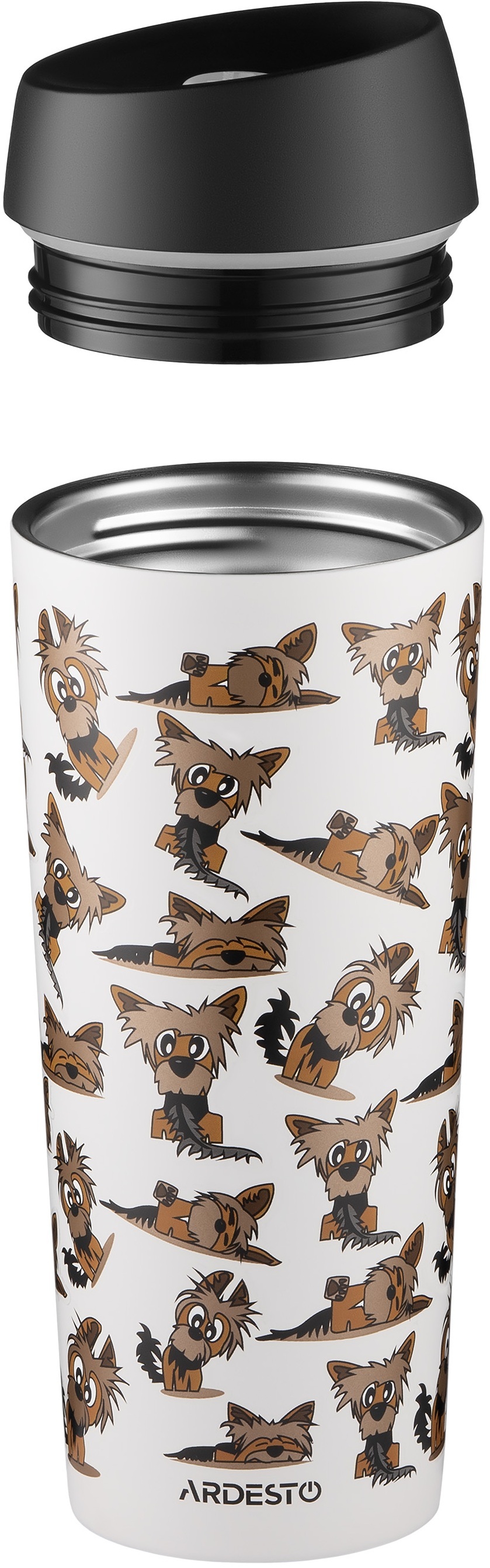 Термокухоль ARDESTO Coffee Time Yorkie 450мл, нержавіюча сталь, бежевий (AR2645YT)фото