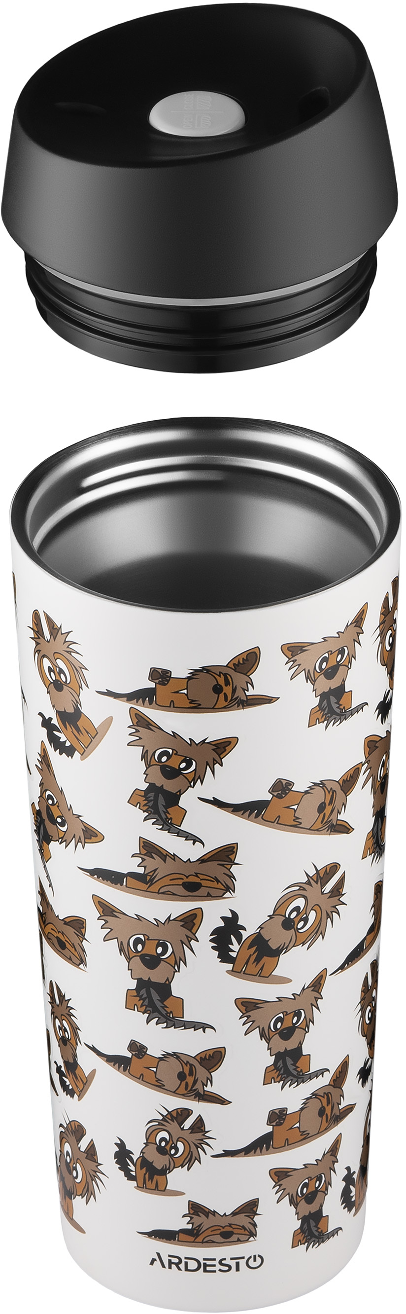 Термокухоль ARDESTO Coffee Time Yorkie 450мл, нержавіюча сталь, бежевий (AR2645YT)фото