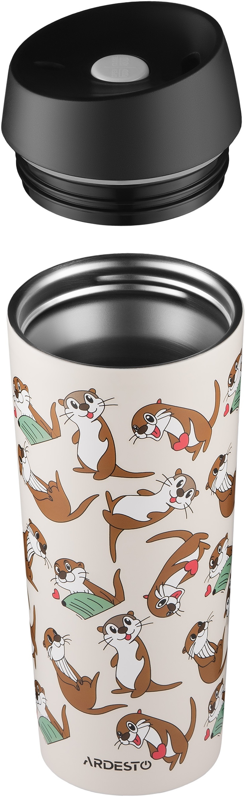 Термокухоль ARDESTO Coffee Time Otter 450мл, нержавіюча сталь, бежевий (AR2645OT)фото