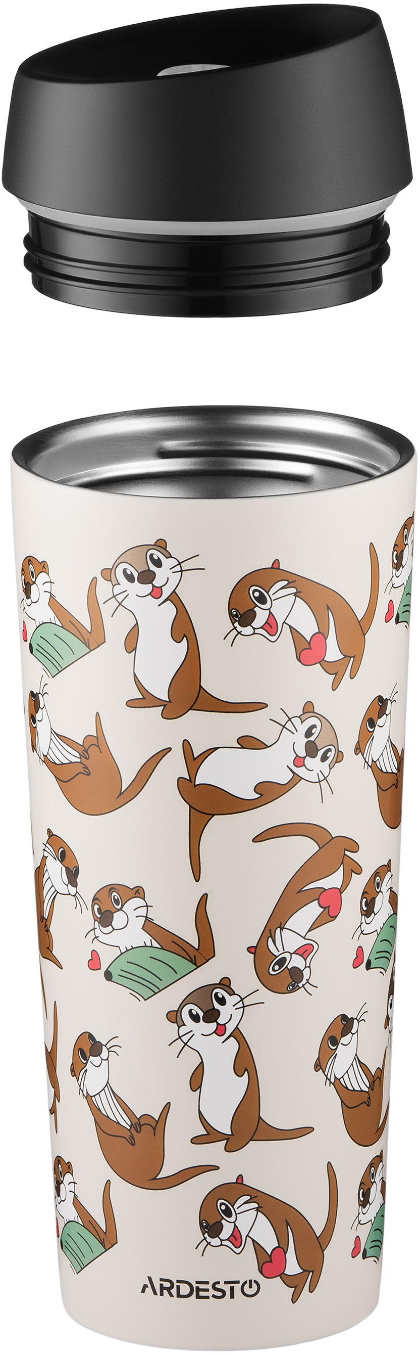 Термокухоль ARDESTO Coffee Time Otter 450мл, нержавіюча сталь, бежевий (AR2645OT)фото