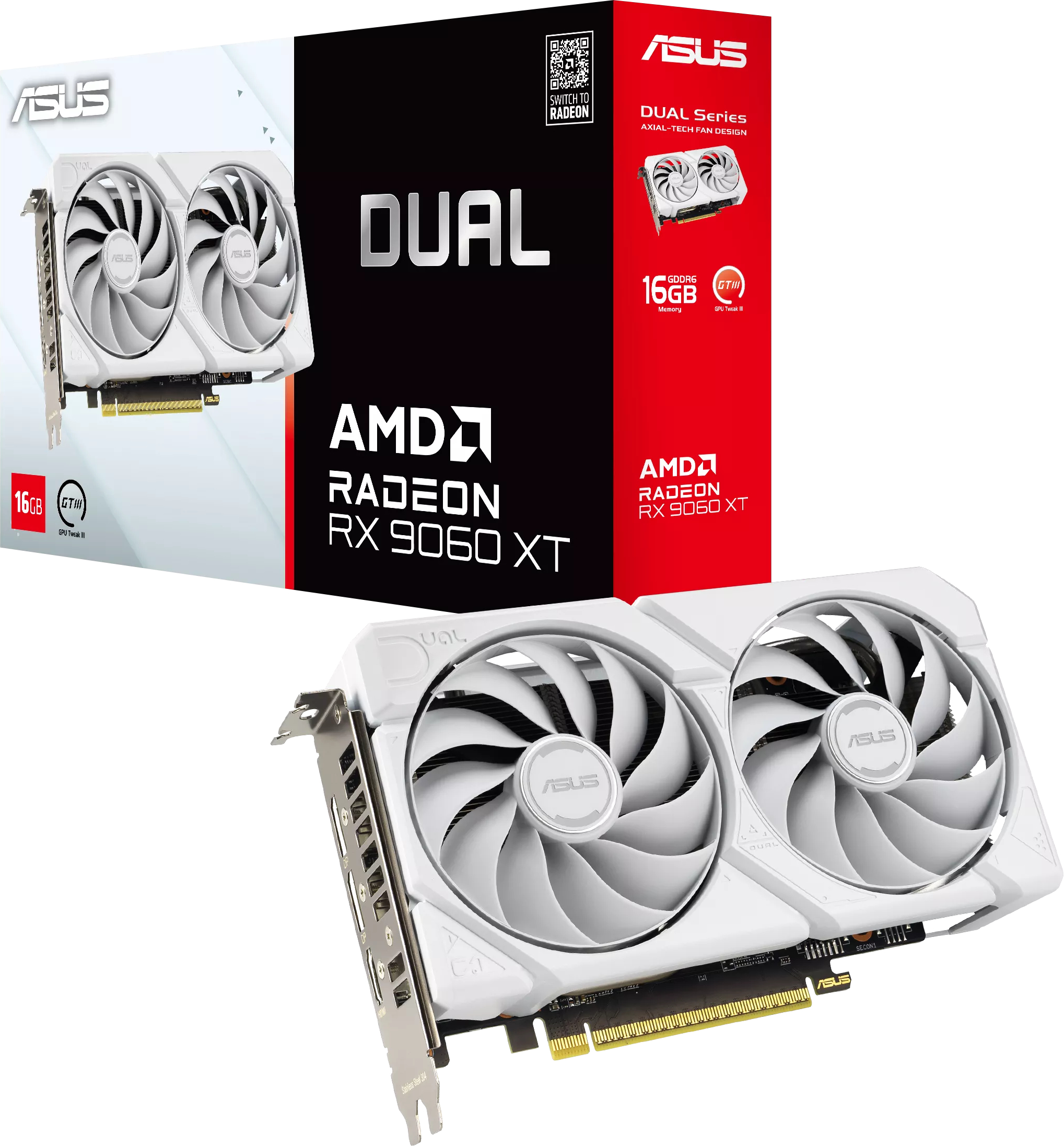 Видеокарта ASUS Radeon RX 9060 XT 16GB GDDR6 DUAL RX9060XT 16G WHITE (90YV0LG3-M0NA00) фото 12