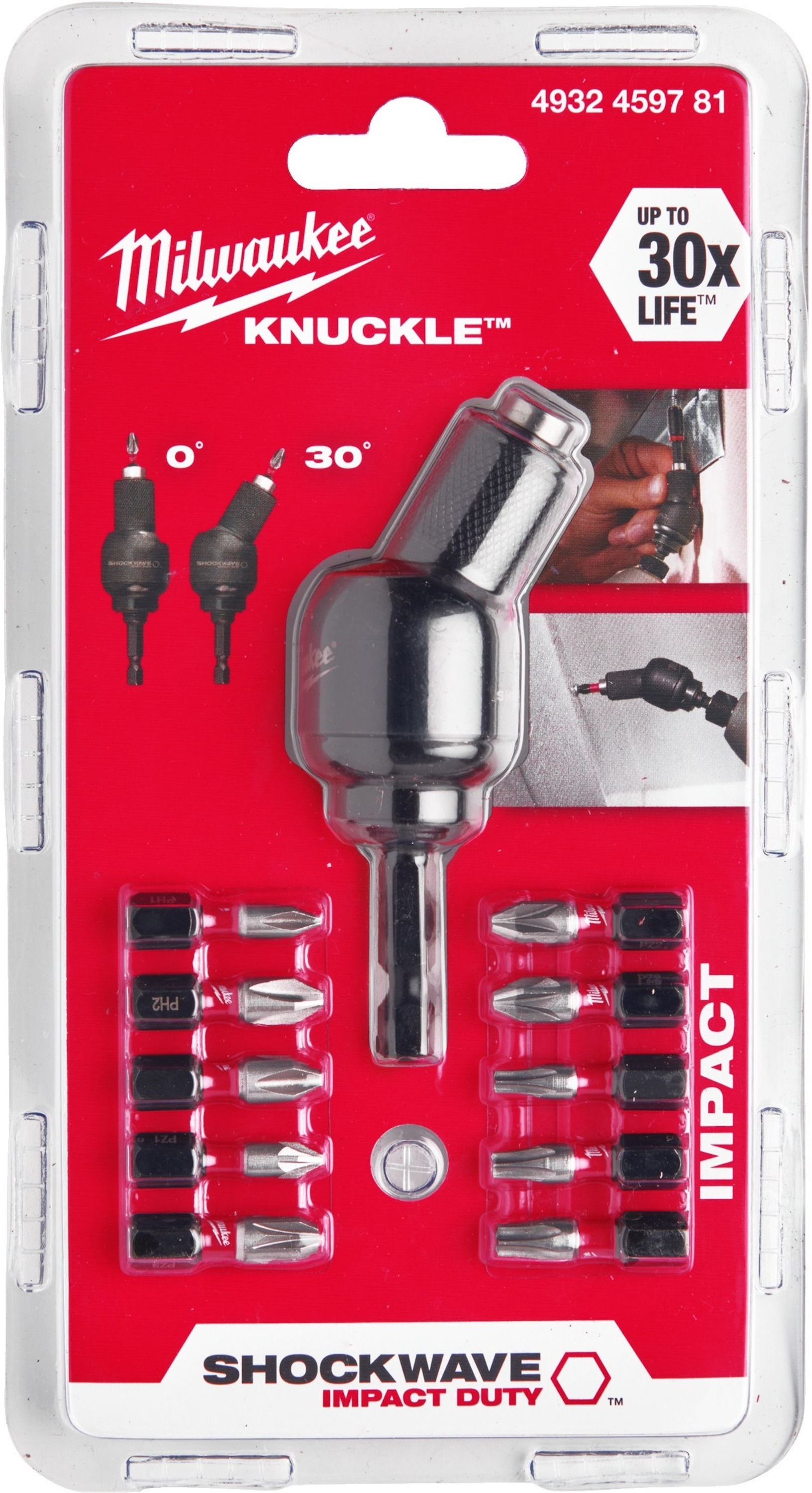 Набір біт Milwaukee з насадкою Knuckle, 1/4" 10шт (4932459781)фото2