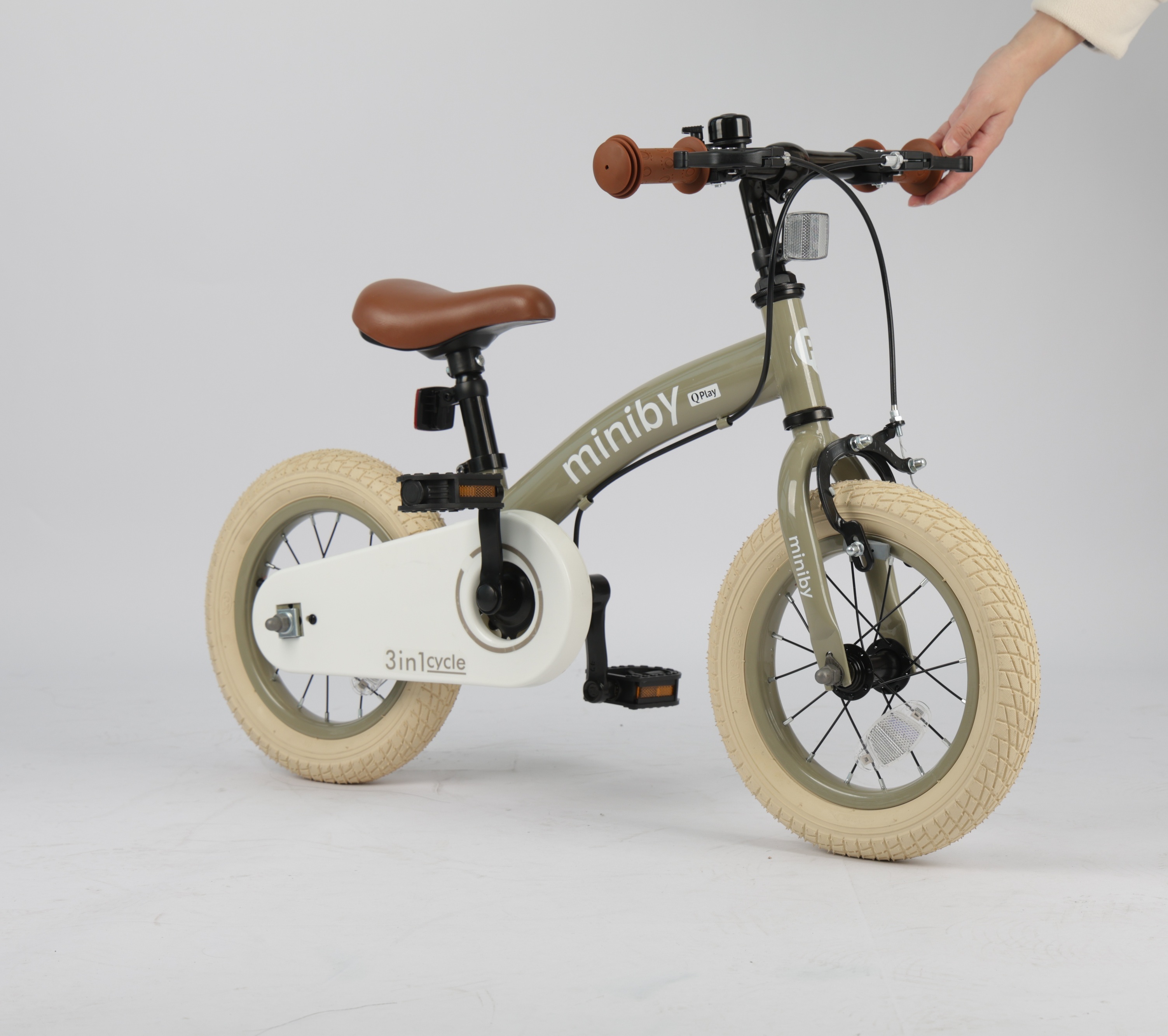 Велосипед - беговел Miniby 3в1/12" Grey-Green (CB02MiniBy12Grey-Green) фото 8