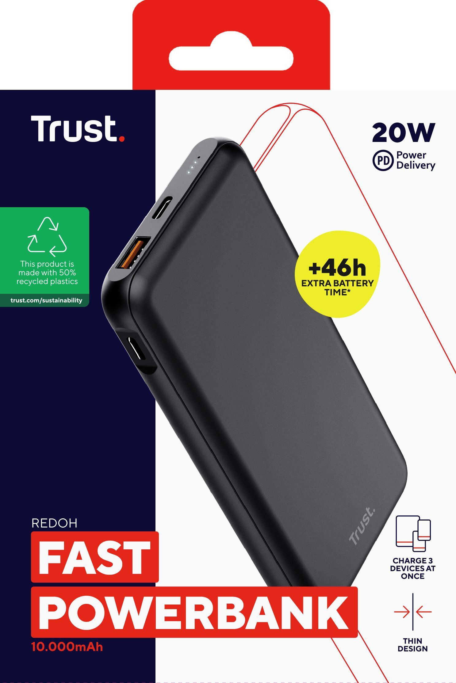 Портативное зарядное устройство Trust Redoh, 10000mAh 18W Black (24879_TRUST) фото 5