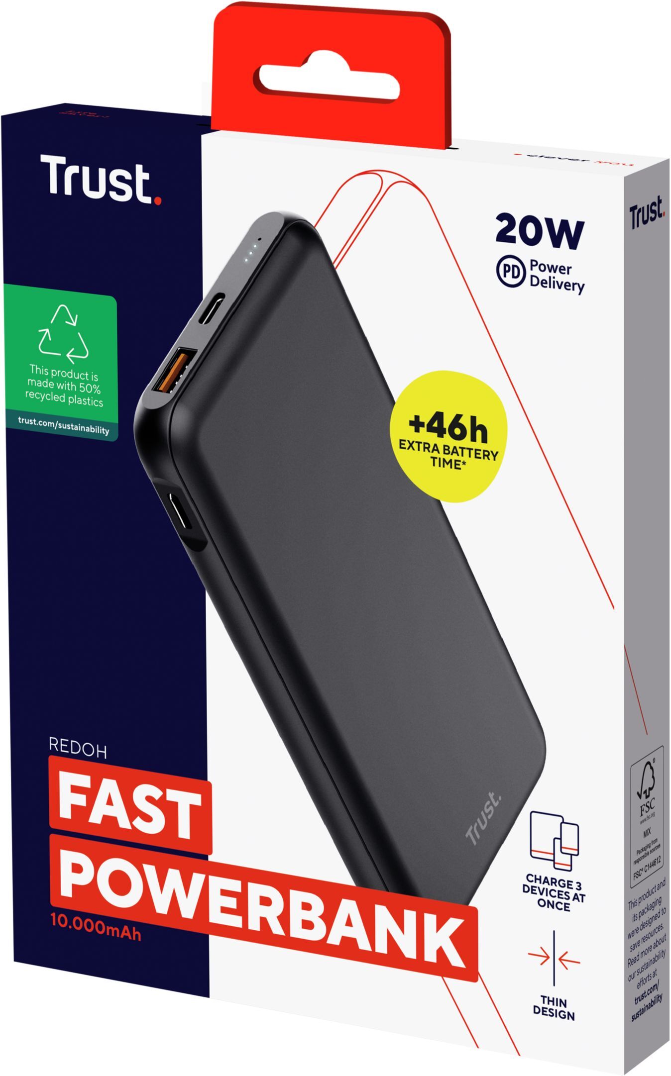 Портативное зарядное устройство Trust Redoh, 10000mAh 18W Black (24879_TRUST) фото 6