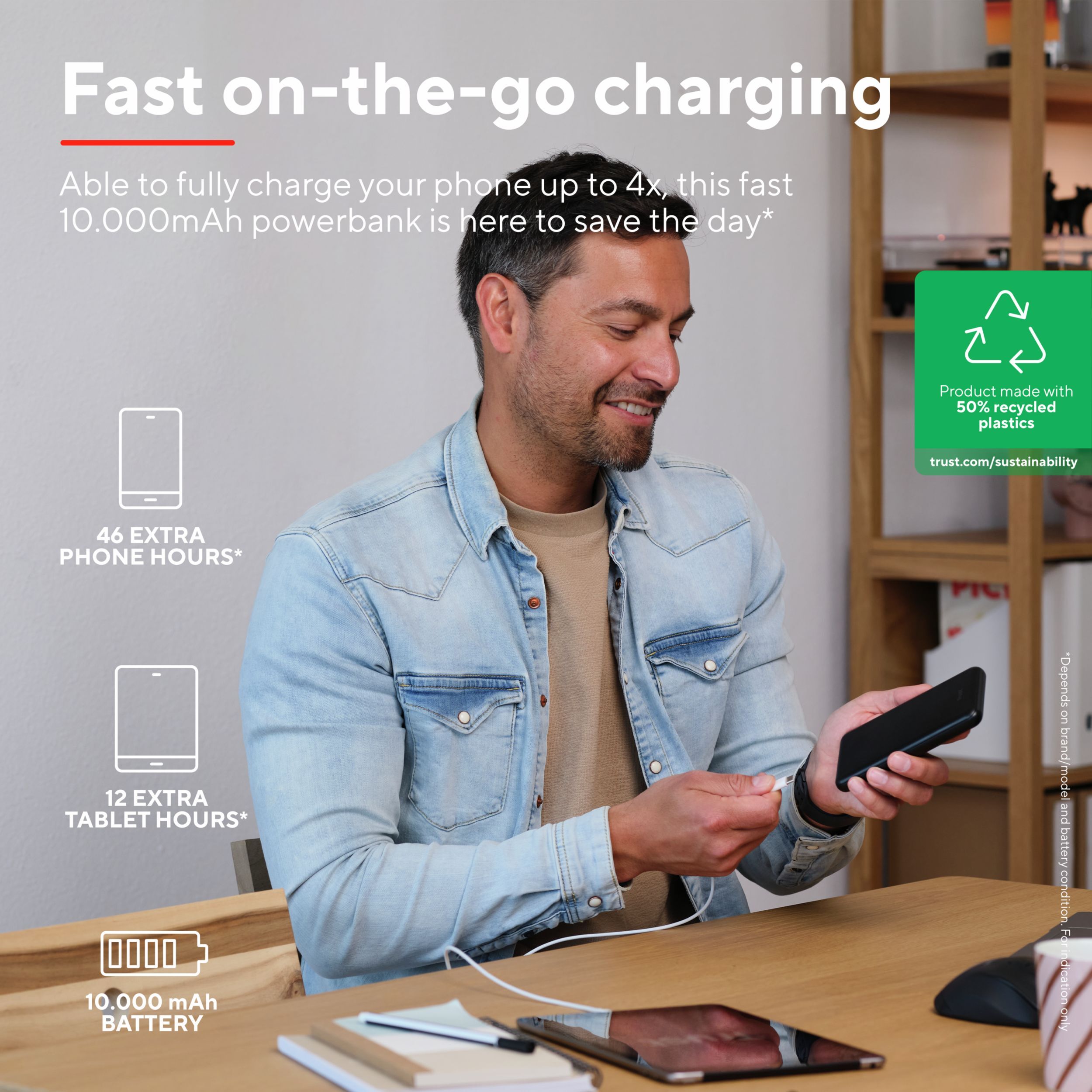 Портативное зарядное устройство Trust Redoh, 10000mAh 18W Black (24879_TRUST) фото 7