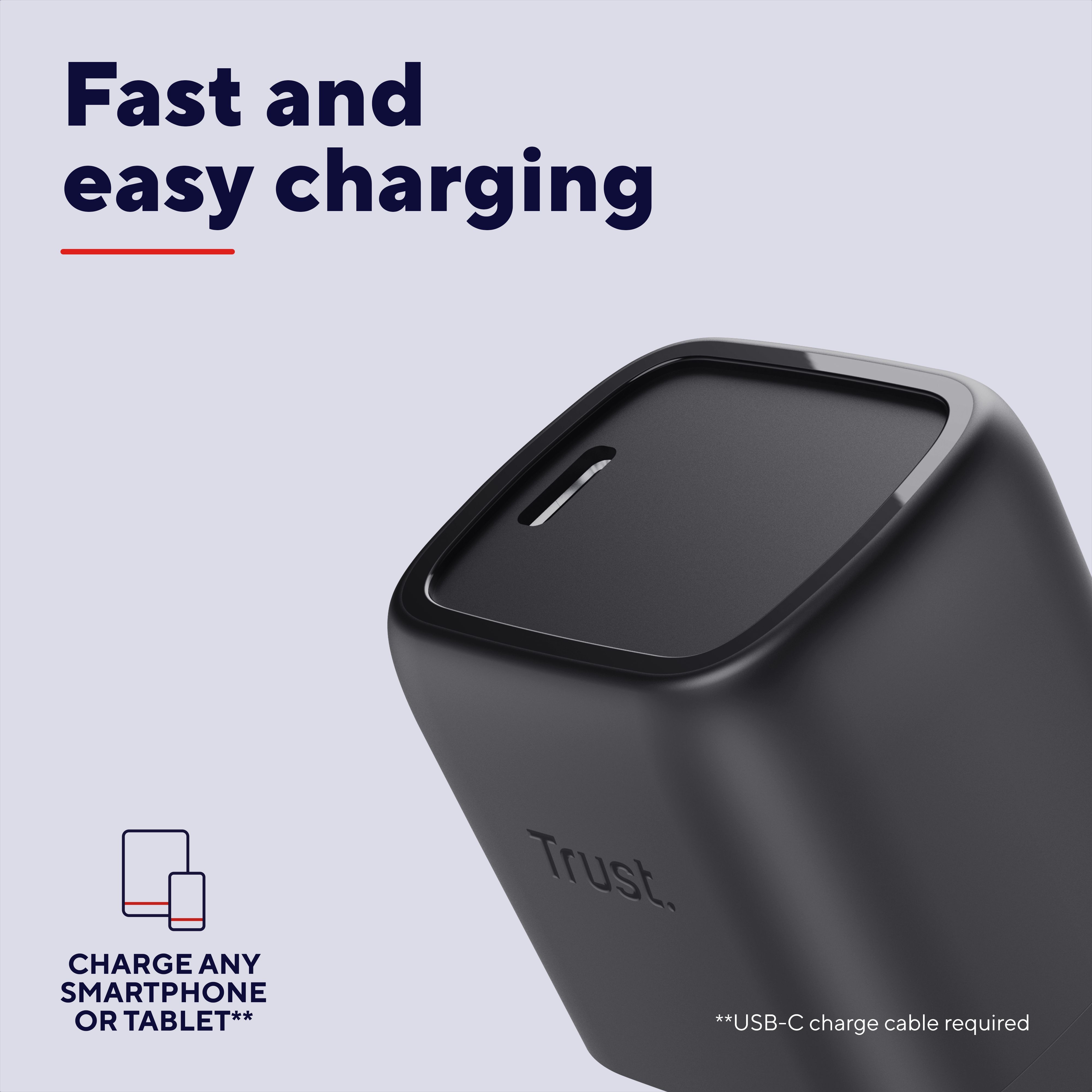 Зарядное устройство сетевое Trust Maxo 30Вт, GaN, USB-C, PD/PPS, Black (25519_TRUST) фото 10