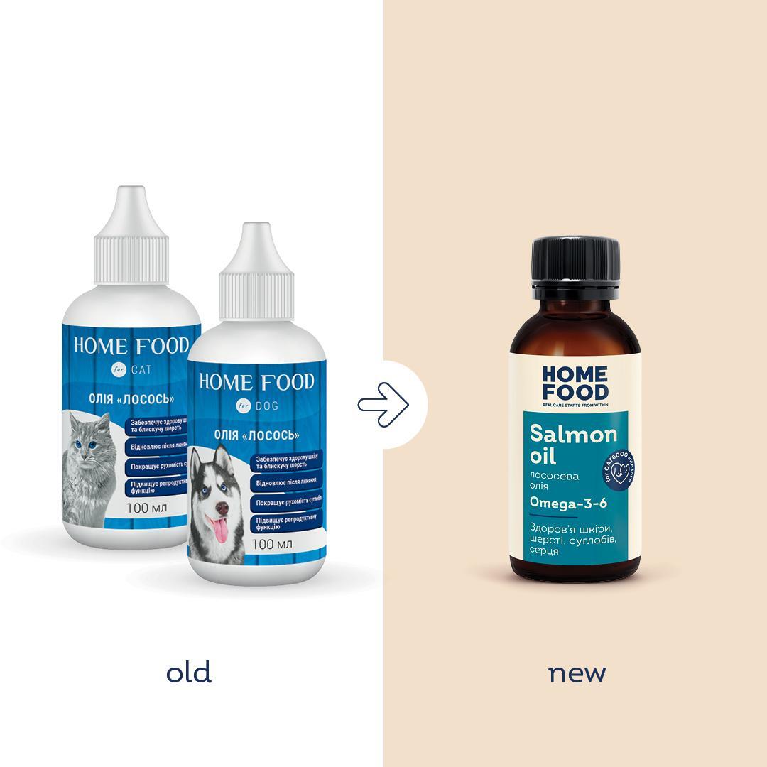 Лососева олія для собак та котів Home Food для здоров'я шкіри та блиску вовни 100 млфото