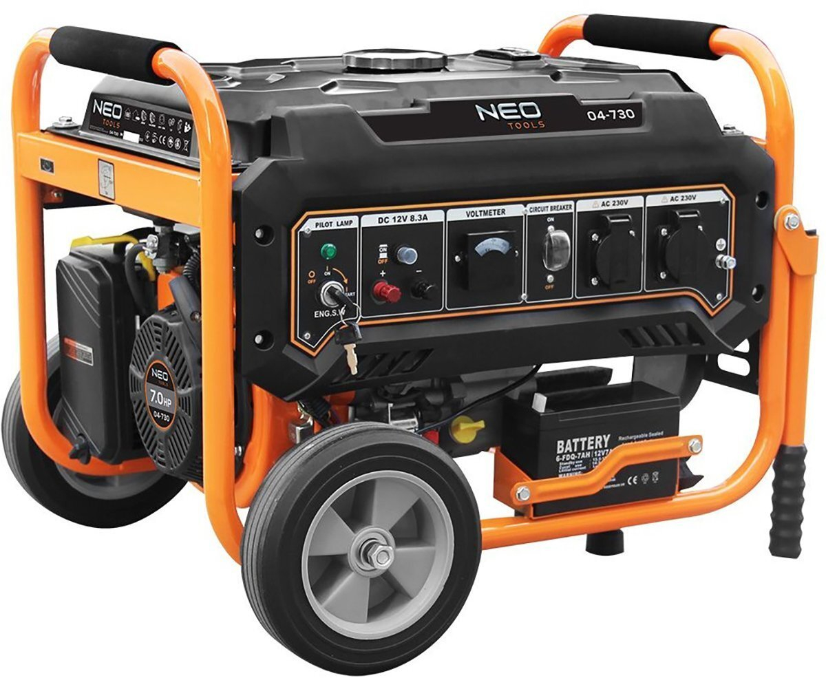 Генератор бензиновый Neo Tools 230В, 3кВт + солнечная панель Neo Tools 15Вт, 2xUSB (04-730P) фото 