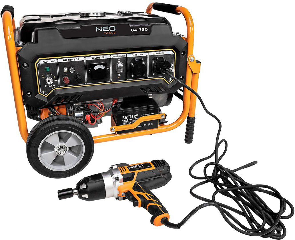 Генератор бензиновый Neo Tools 230В, 3кВт + солнечная панель Neo Tools 15Вт, 2xUSB (04-730P) фото 