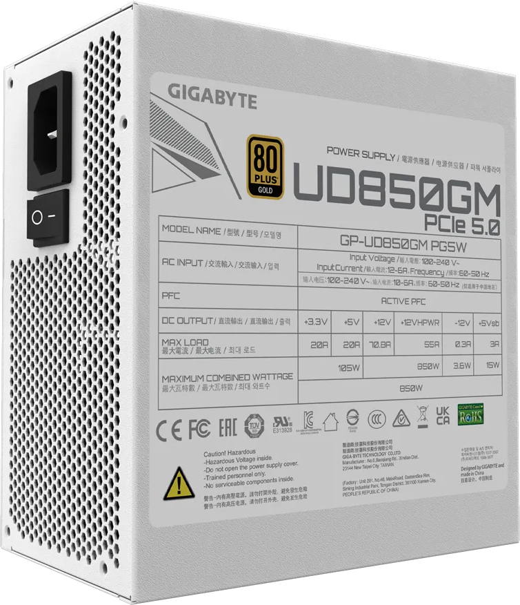 Блок живлення GIGABYTE 850W GP-UD850GM PG5W (GP-UD850GM PG5W)фото5