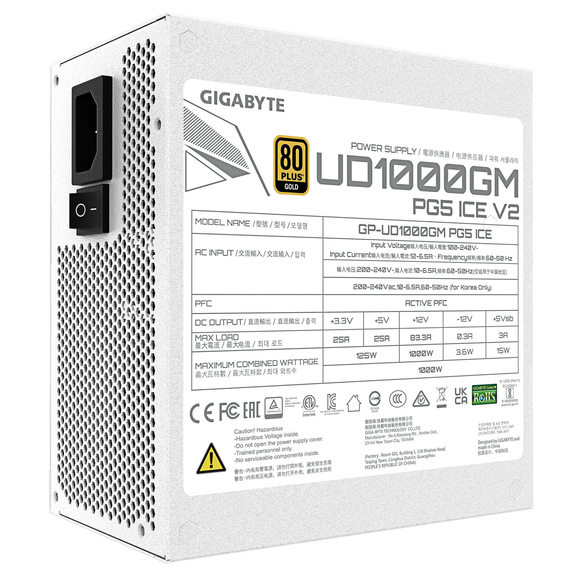 Блок живлення GIGABYTE 1000W GP-UD1000GM PG5 ICE (GP-UD1000GM PG5 ICE)фото5