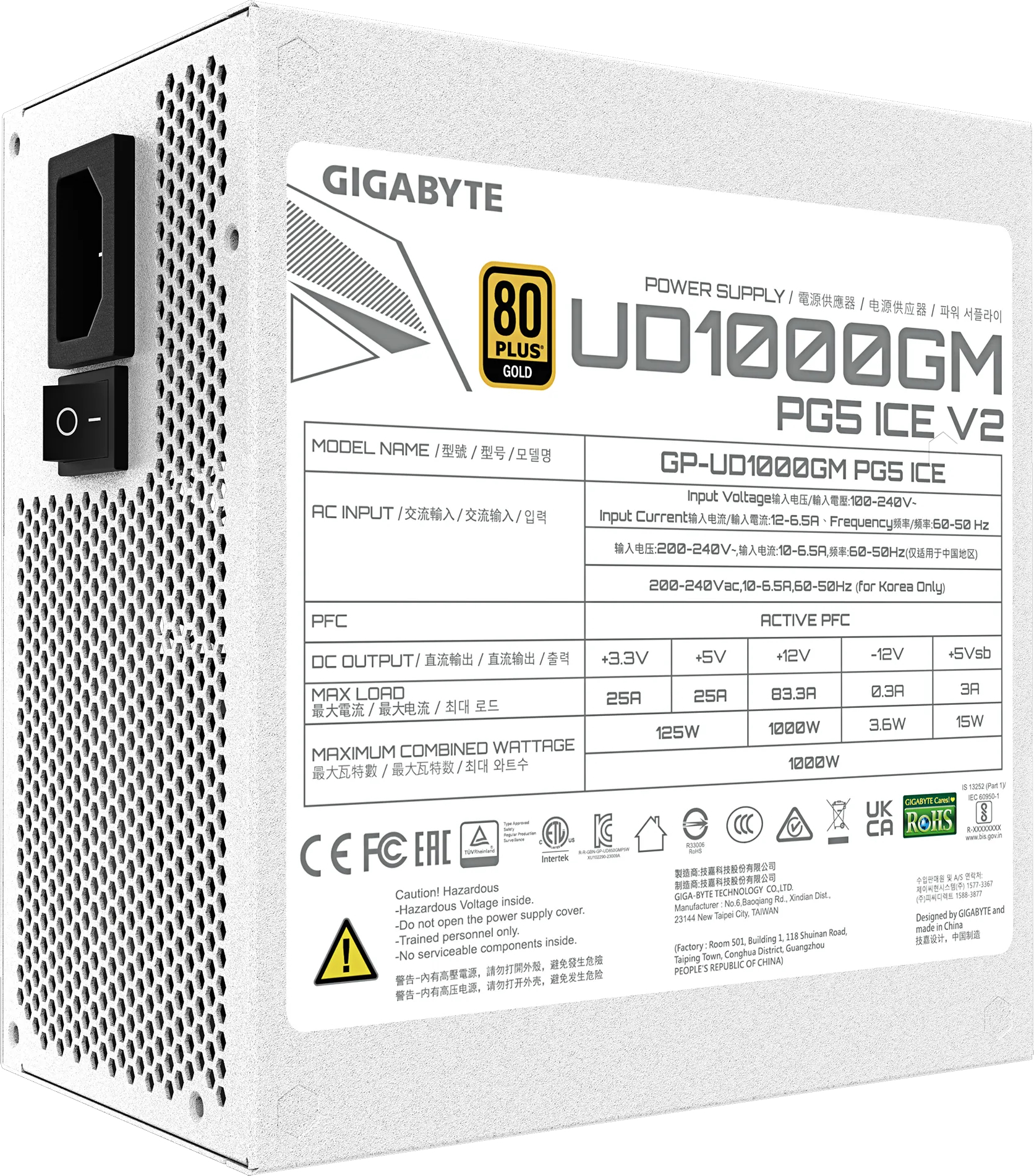 Блок живлення GIGABYTE 1000W GP-UD1000GM PG5 ICE (GP-UD1000GM PG5 ICE)фото6
