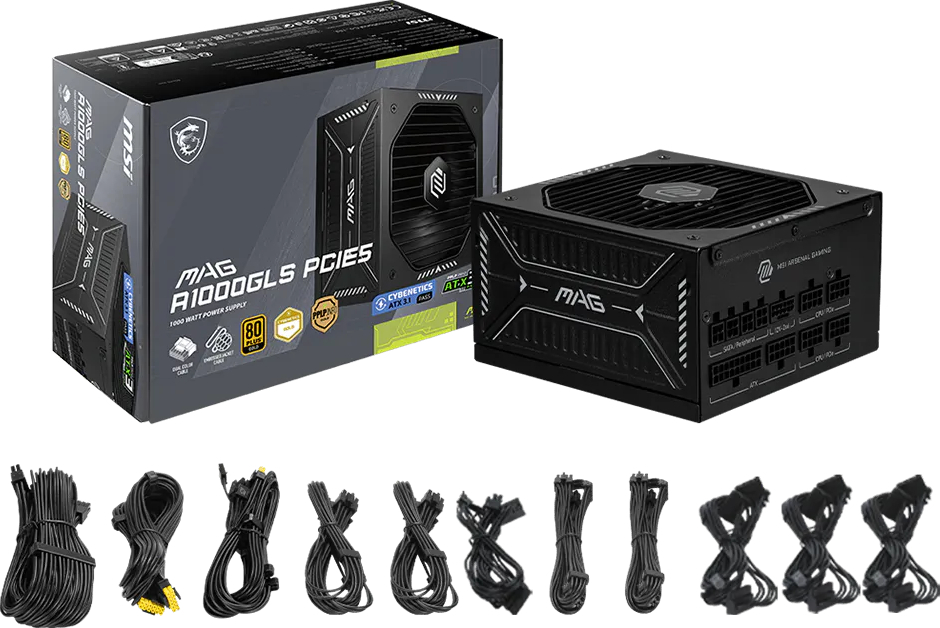 Блок питания MSI 1000W MAG A1000GLS PCIE5 (MAG A1000GLS PCIE5) фото 