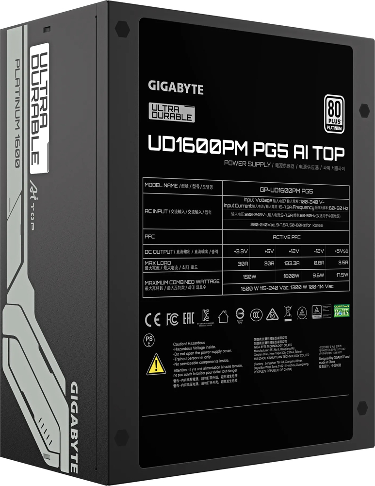 Блок питания GIGABYTE 1600W GP-UD1600PM PG5 (GP-UD1600PM PG5) фото 