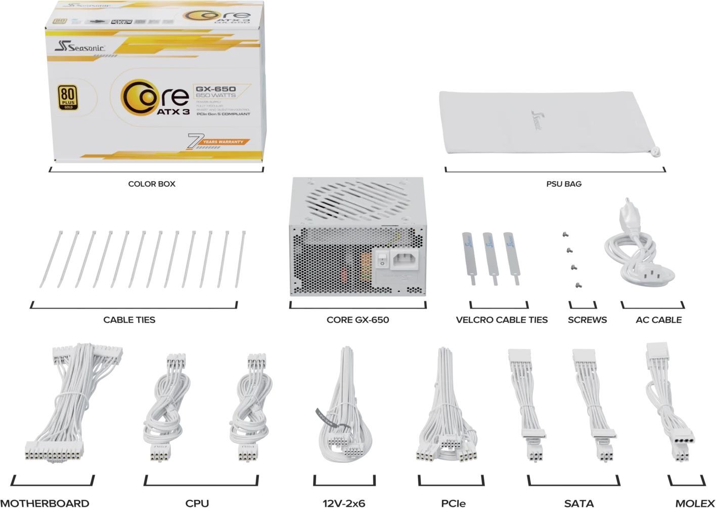 Блок питания SEASONIC 650W WHITE CORE GX-650-ATX31-WHT (CORE GX-650-ATX31-WHITE) фото 