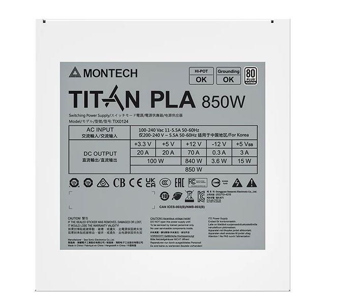 Блок питания MONTECH 850W TIX0124 TITAN PLA 850 (TITAN PLA 850) фото