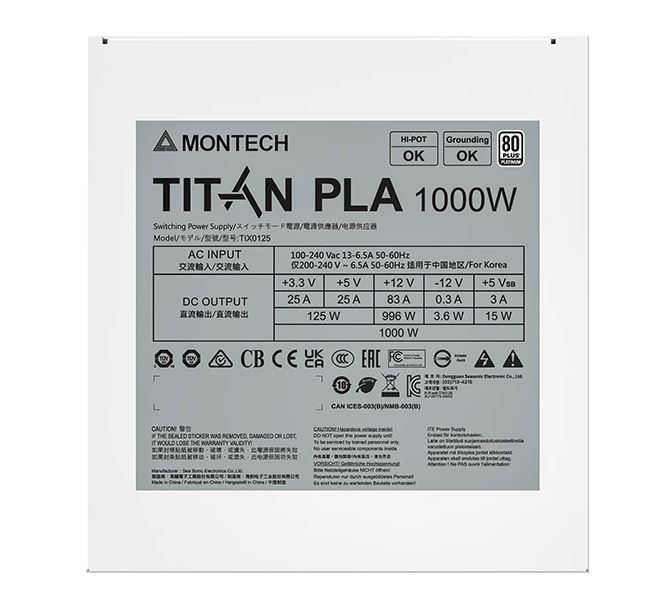 Блок питания MONTECH 1000W TIX0125 TITAN PLA 1000 (TITAN PLA 1000) фото 