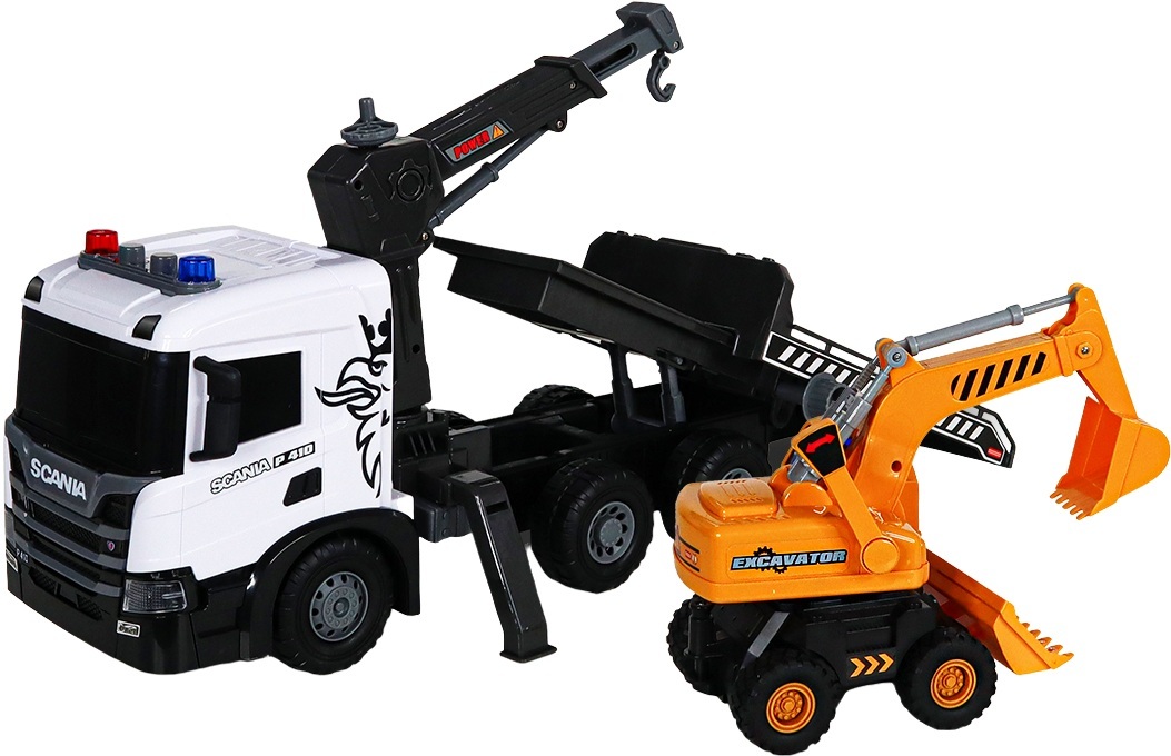 Ігровий набір TechnoDrive - Автокран Scania з екскаватором (світло, звук), (5004KS)фото7