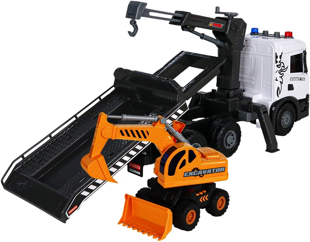 Ігровий набір TechnoDrive - Автокран Scania з екскаватором (світло, звук), (5004KS)фото8