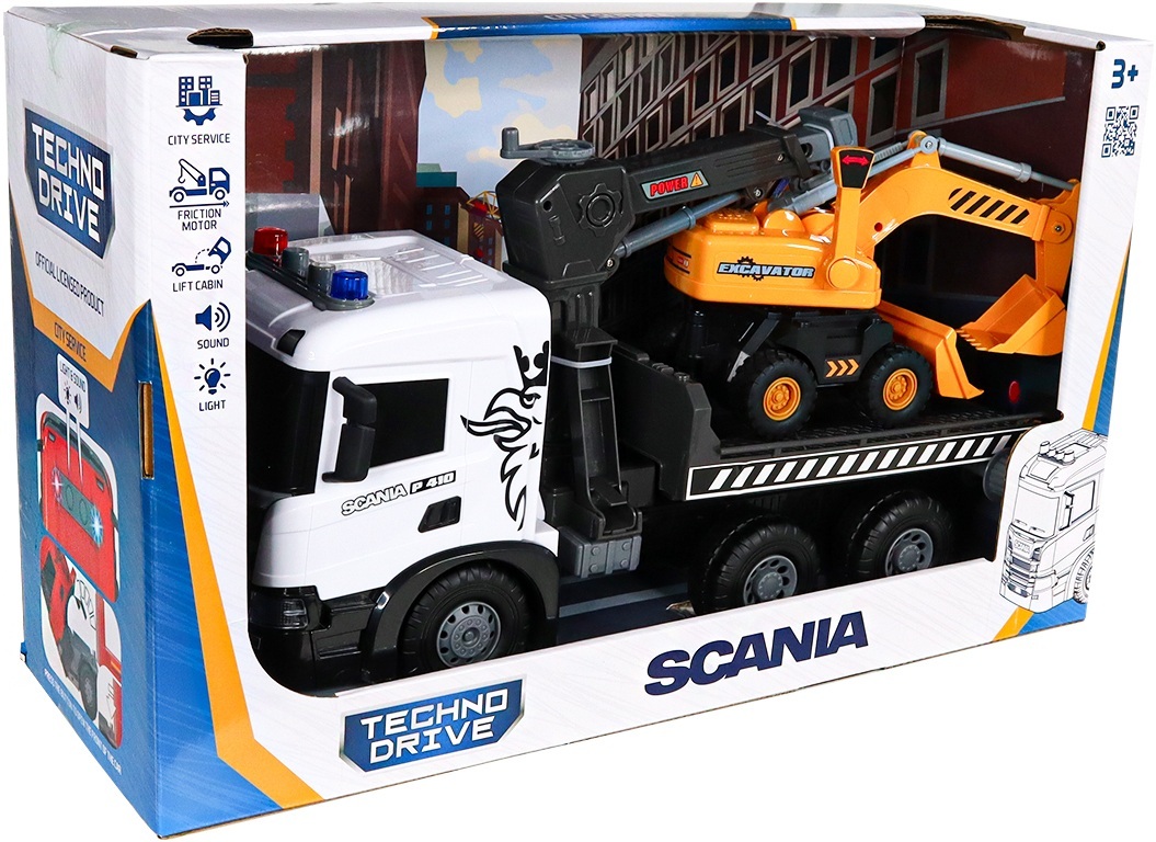 Ігровий набір TechnoDrive - Автокран Scania з екскаватором (світло, звук), (5004KS)фото11