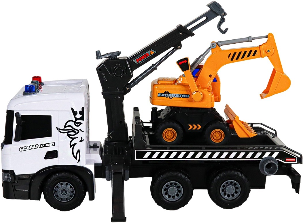 Ігровий набір TechnoDrive - Автокран Scania з екскаватором (світло, звук), (5004KS)фото2