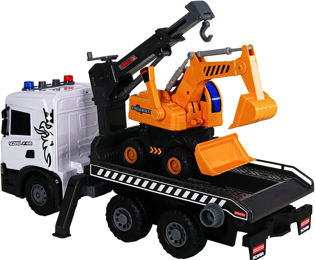Ігровий набір TechnoDrive - Автокран Scania з екскаватором (світло, звук), (5004KS)фото3