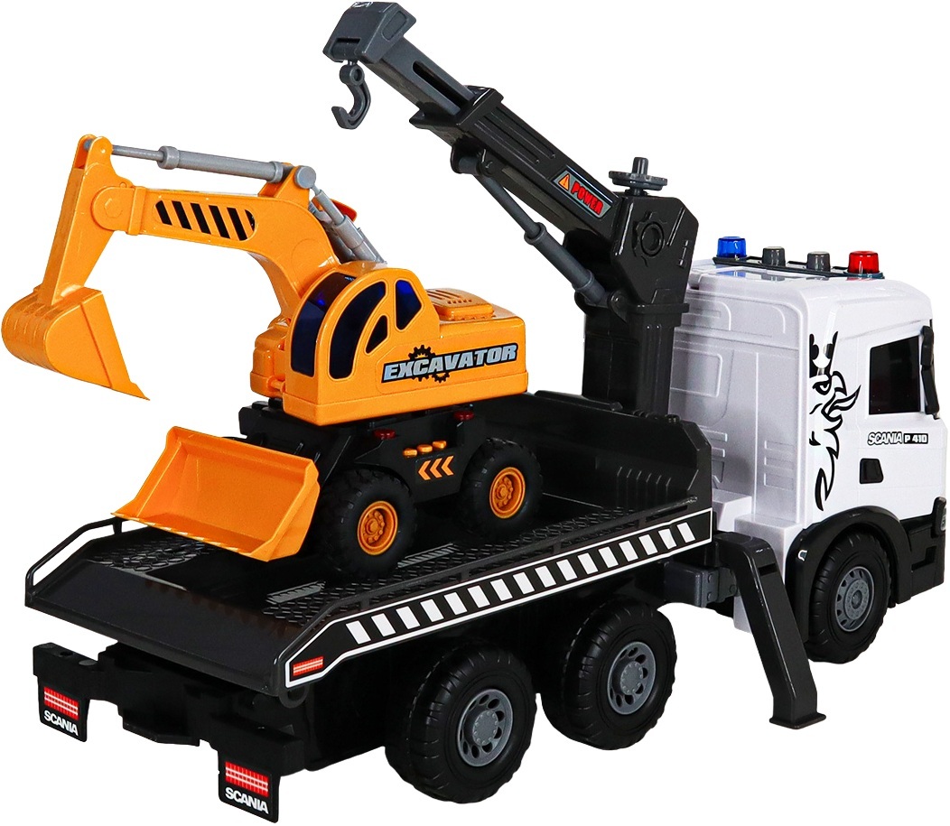 Ігровий набір TechnoDrive - Автокран Scania з екскаватором (світло, звук), (5004KS)фото4
