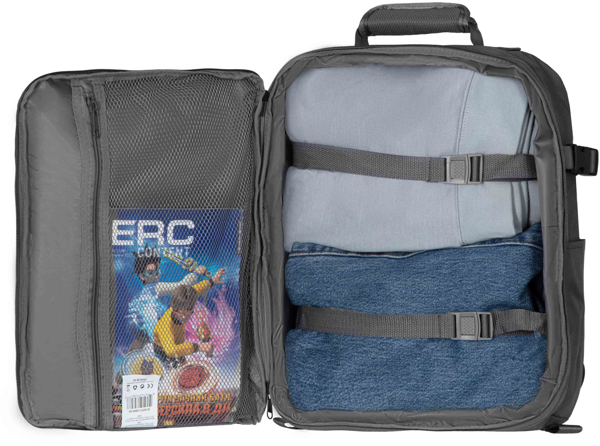 Набір валіз 2E, Trek, (M+S), TSA, 4 колеса, + 2 рюкзаки Cabin (2E-BPET-CABIN-GR), поліестр, сіріфото23