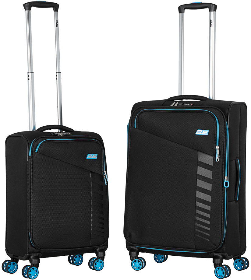 Набір валіз 2E, Trek, (M+S), TSA, 4 колеса, + 2 рюкзаки Cabin (2E-BPET-CABIN-BK), поліестр, чорніфото3