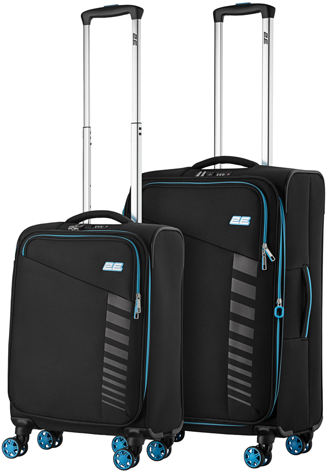 Набір валіз 2E, Trek, (M+S), TSA, 4 колеса, + 2 рюкзаки Cabin (2E-BPET-CABIN-BK), поліестр, чорніфото4