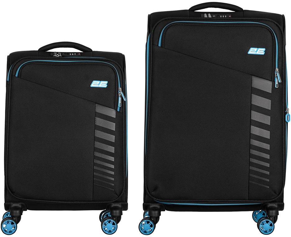 Набір валіз 2E, Trek, (M+S), TSA, 4 колеса, + 2 рюкзаки Cabin (2E-BPET-CABIN-BK), поліестр, чорніфото5