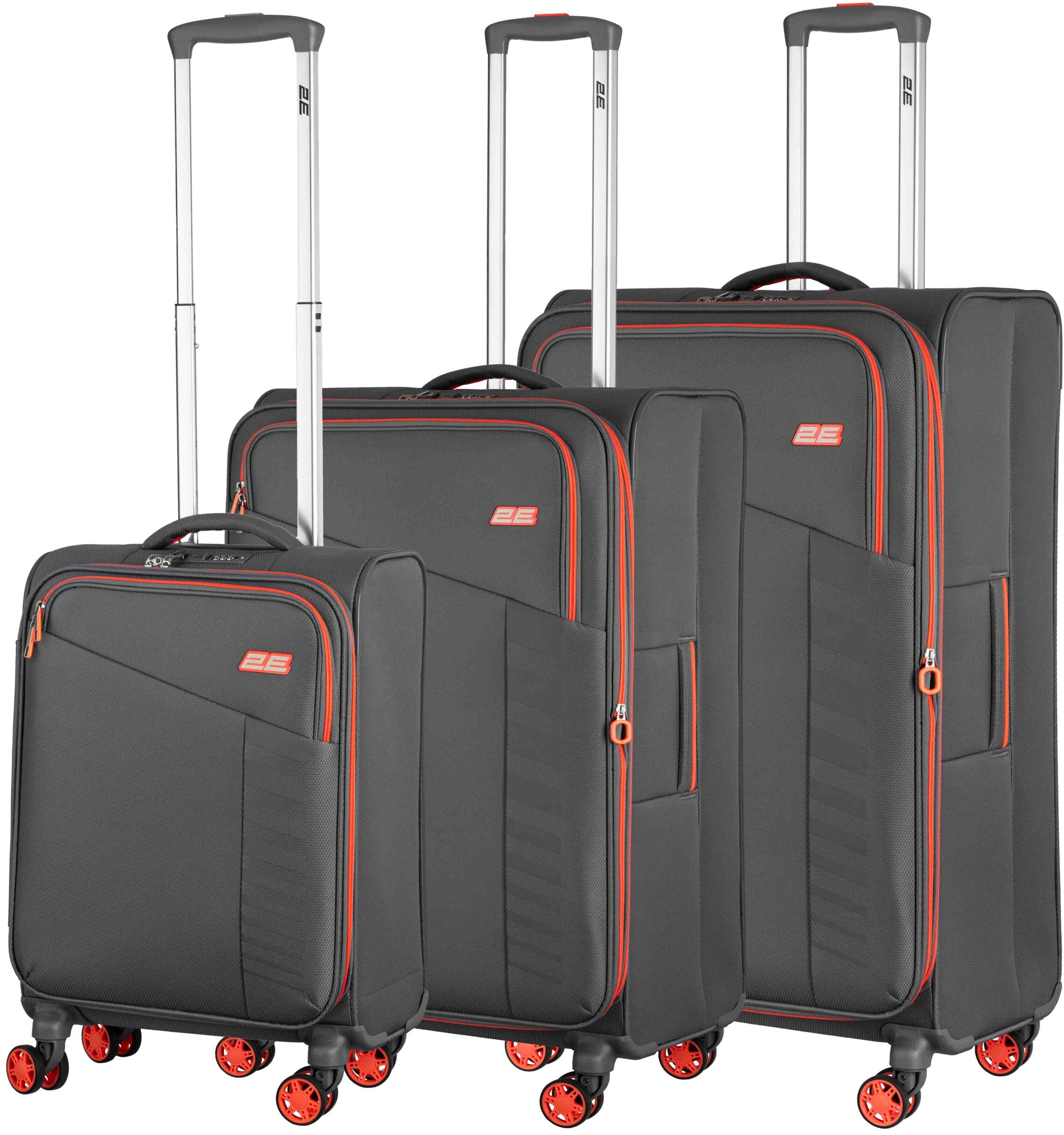 Набір валіз 2E, Trek, (L+M+S), TSA, 4 колеса, + 3 рюкзаки Cabin (2E-BPET-CABIN-GR), поліестр, сіріфото