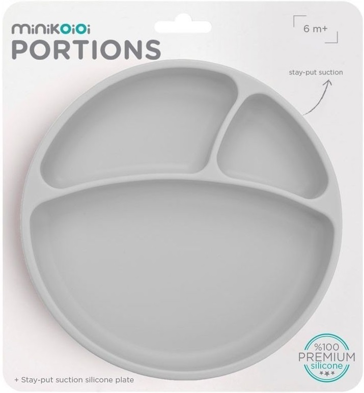 Секційна тарілка на присосці MinikOiOi Portions - Powder Grey (101050004)фото4