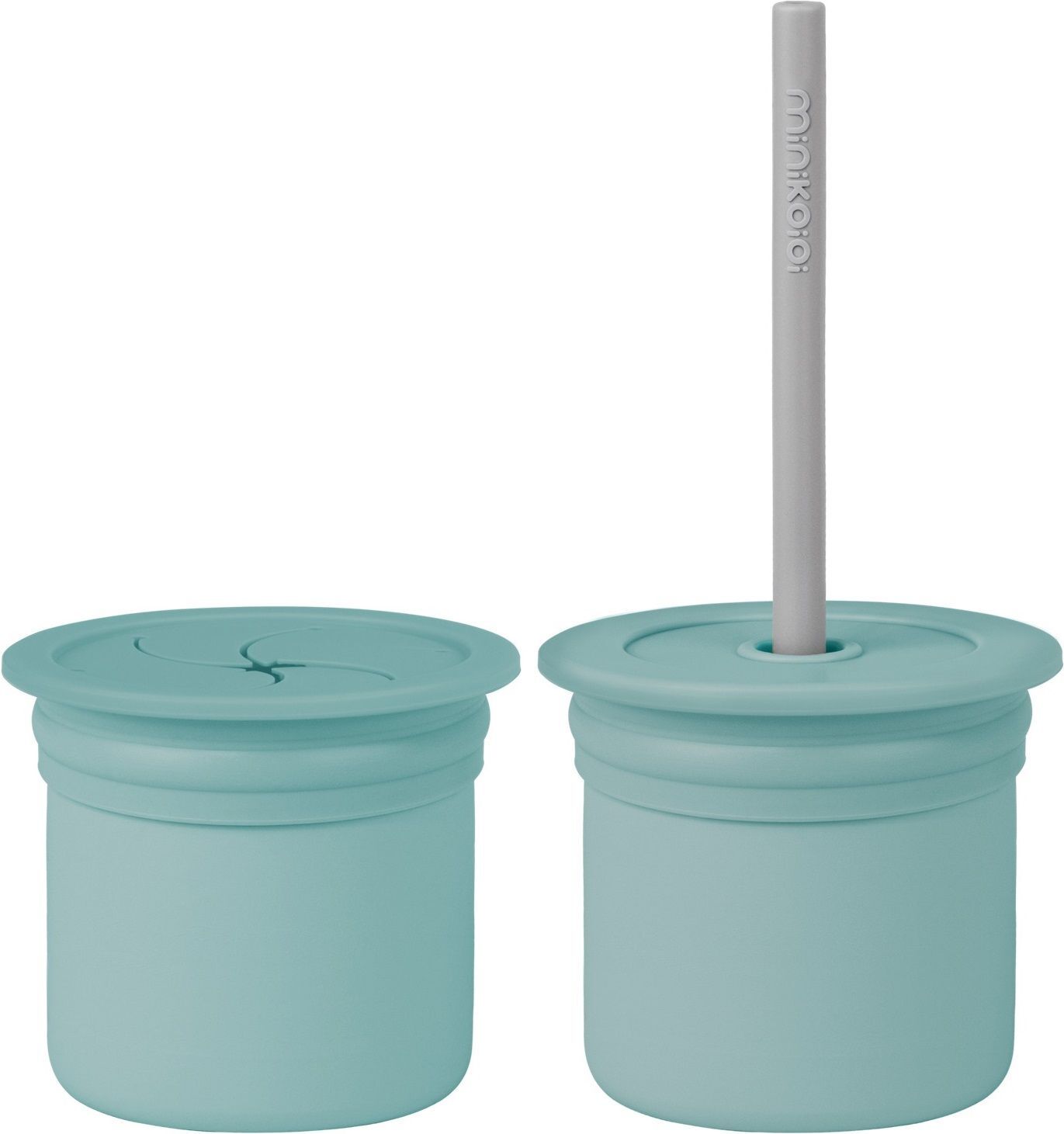 Чашка-контейнер з трубочкою MinikOiOi Sip+Snack - Aqua Green/Powder Grey (101100107)фото2