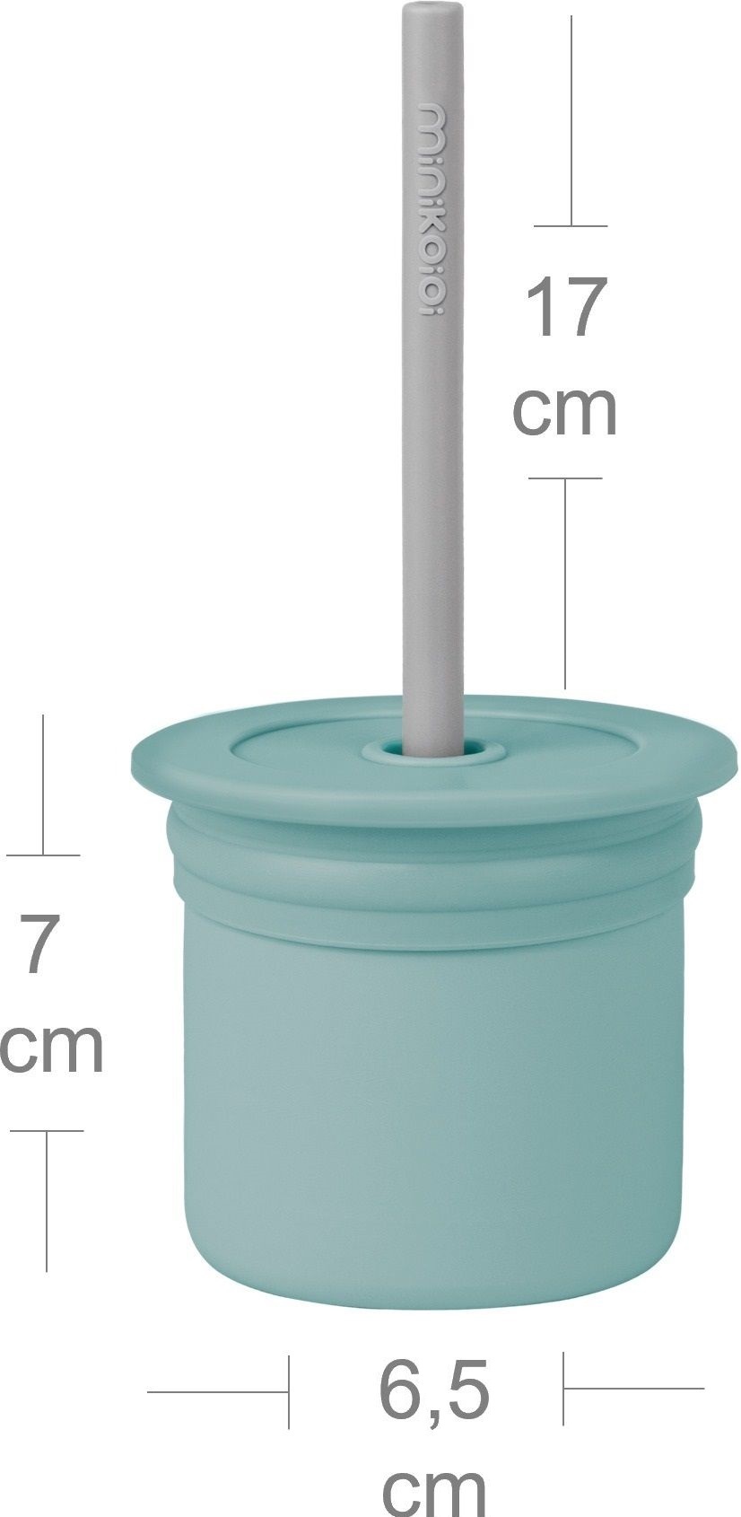 Чашка-контейнер з трубочкою MinikOiOi Sip+Snack - Aqua Green/Powder Grey (101100107)фото4