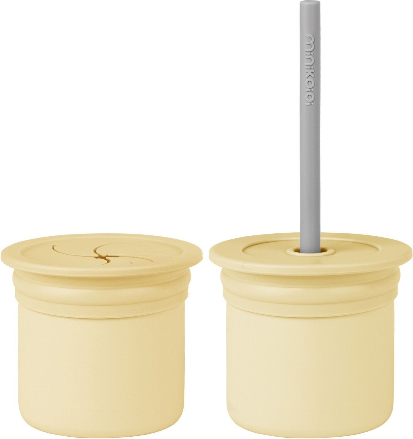 Чашка-контейнер з трубочкою MinikOiOi Sip+Snack - Mellow Yellow/Powder Grey (101100103)фото2