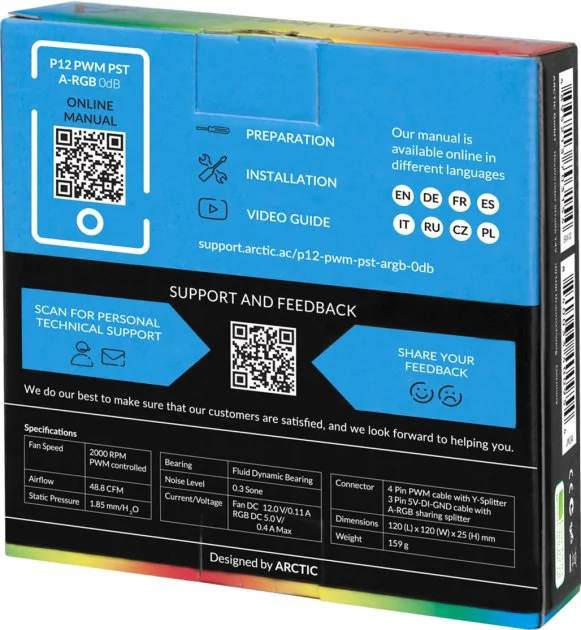 Корпусный вентилятор ARCTIC P12 PWM PST A-RGB (ACFAN00231A) фото 6