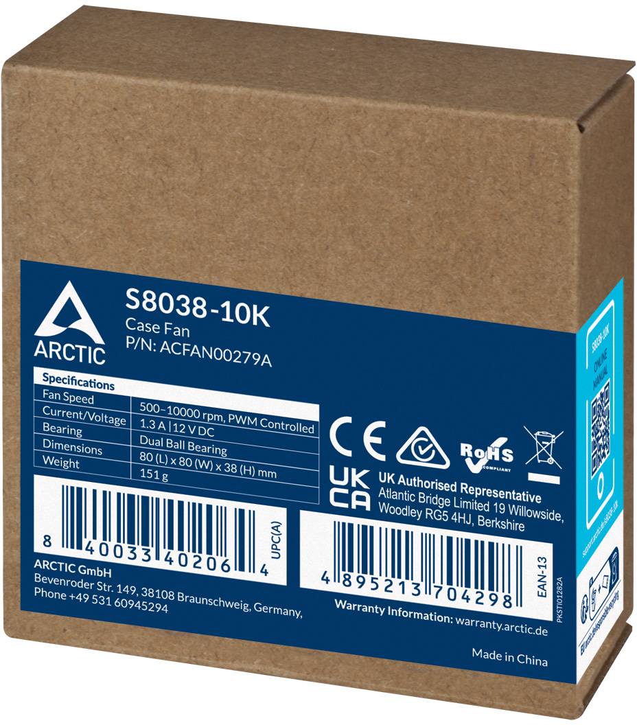 Серверний вентилятор ARCTIC S8038-10K (ACFAN00279A)фото7