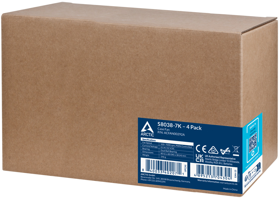 Комплект серверных вентиляторов ARCTIC S8038-7K (ACFAN00292A) фото 6