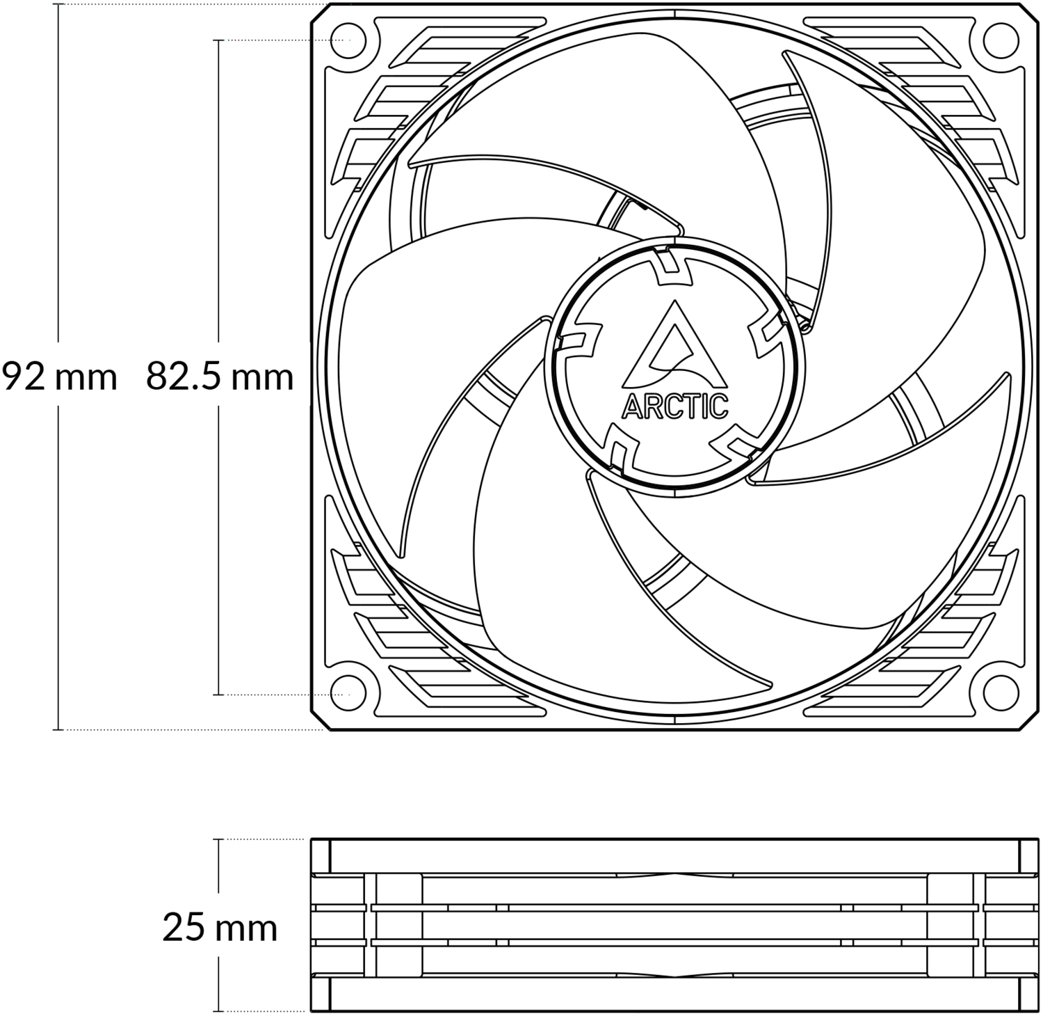 Корпусний вентилятор ARCTIC P9 Max Black (ACFAN00300A)фото